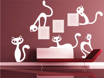 Samolepky na zeď - Moderní kočky v2