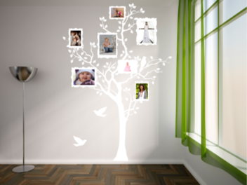 Samolepky na zeď - Strom s fotorámečky V2